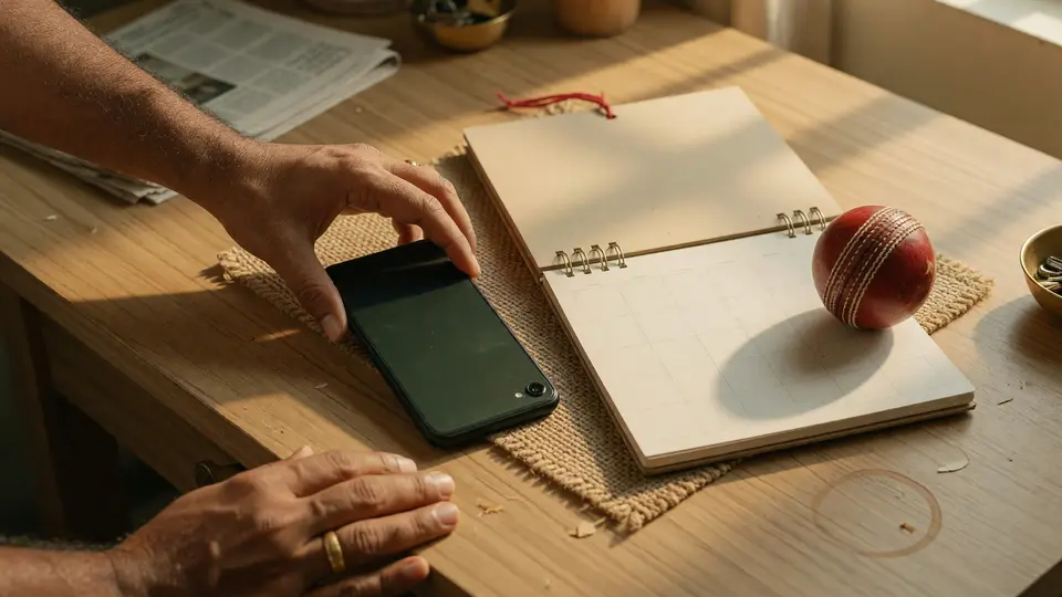 Adult reading a published APK update note beside a tidy desk